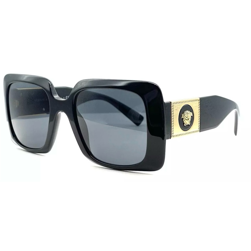 Versace Black-Gold/ Dark Gray Square Women's
Sunglasses